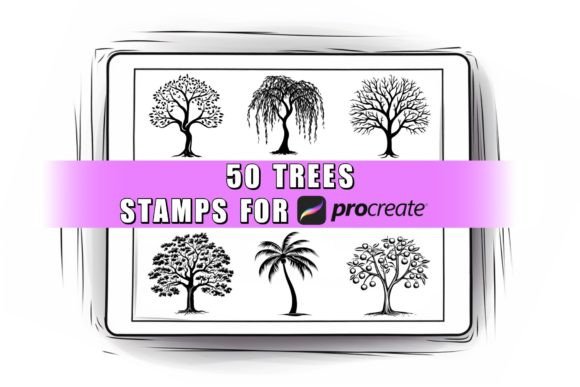 Download 50 Trees Procreate Stamps Brushes - Procreate stamp Collection