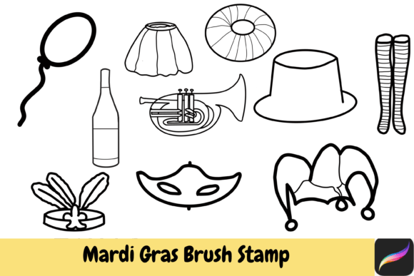 Download Mardi Gras Hand Drawn Brush Stamp Ipad - Draw Collection