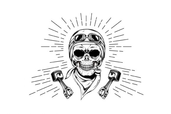 Download Racing Skull Hand Drawn Vector - Draw Collection