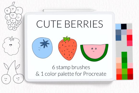 Download Cute Berries Procreate Stamp Brushes. - Procreate stamp Collection