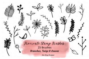 Download 25 Procreate Stamp Brushes, Plants Twigs - Procreate stamp Collection