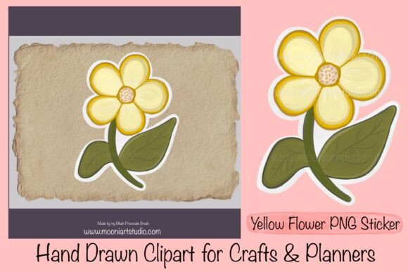 Download Yellow Flower PNG Sticker – Hand Drawn - Draw Collection