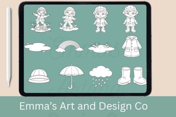 Download Spring Rain Kids Procreate Stamp Brushes - Procreate stamp Collection
