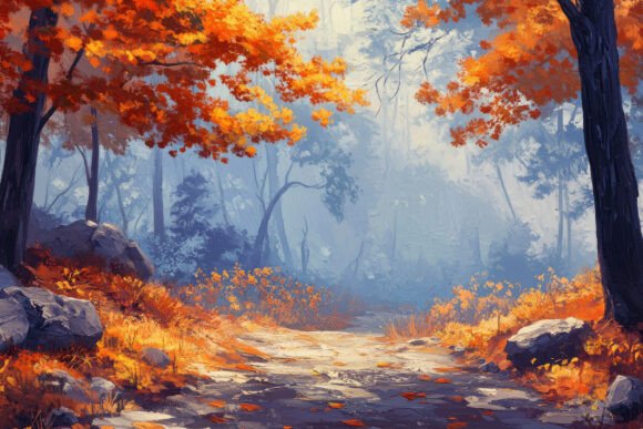 Download Autumn Forest Painting Background - Forest painting Collection