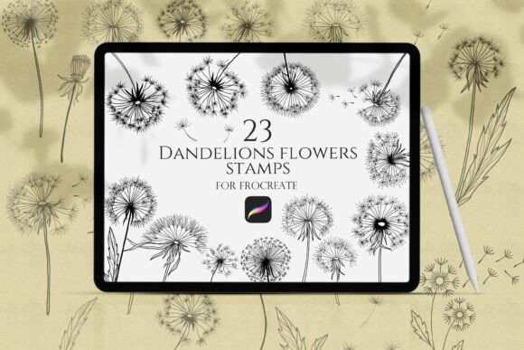 Download Dandelions Flowers Procreate Stamps - Procreate stamp Collection