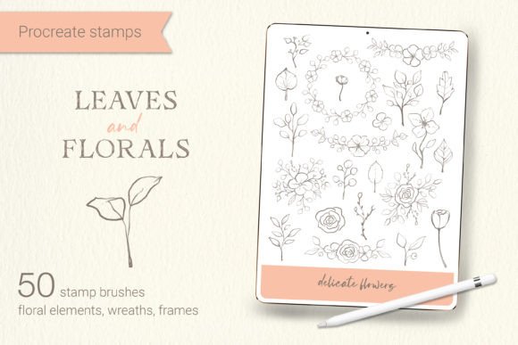 Download Leaves and Florals Procreate Stamps - Procreate stamp Collection