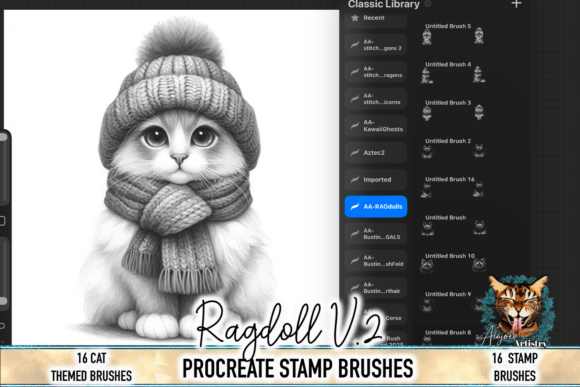 Download Ragdoll Cat Procreate Stamp Brushes - Procreate stamp Collection