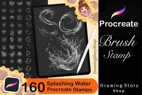 Download 160 Splashes Water Procreate Stamps - Procreate stamp Collection
