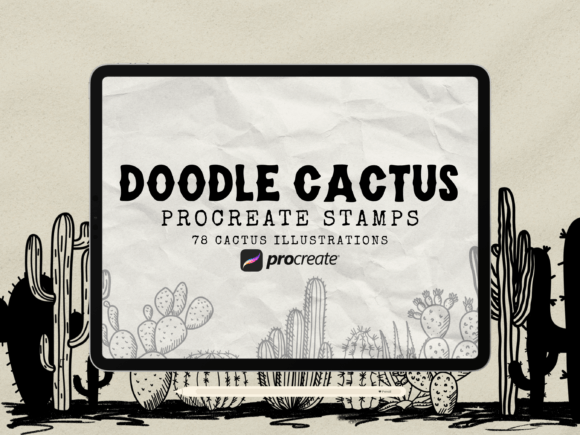 Download Doodle Cactuses Procreate Stamp Brushes - Procreate stamp Collection