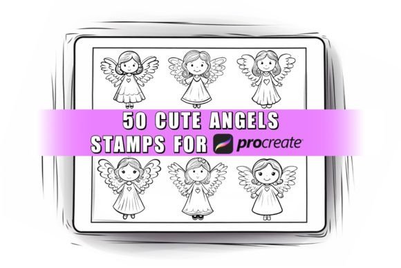 Download 50 Cute Angels Procreate Stamps Brushes - Procreate stamp Collection