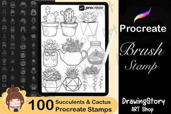 Download 100 Potted Plant Procreate Stamp Brushes - Procreate stamp Collection