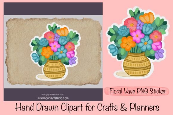 Download Floral Vase PNG Sticker – Hand Drawn - Draw Collection