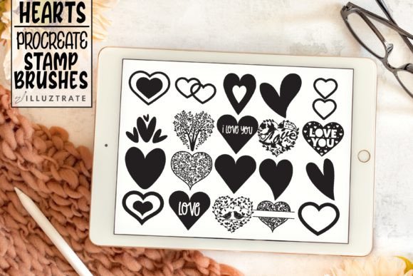 Download Heart Stamp Brushes for Procreate - Heart stamp Collection