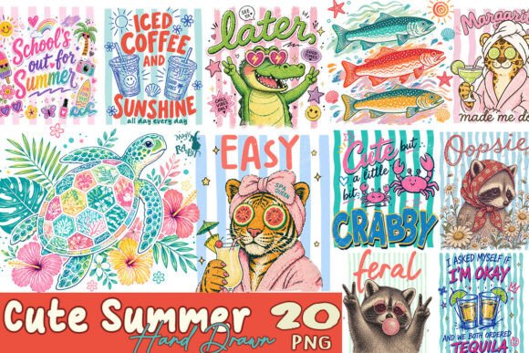 Download Cute Summer Hand Drawn Bundle - Draw Collection