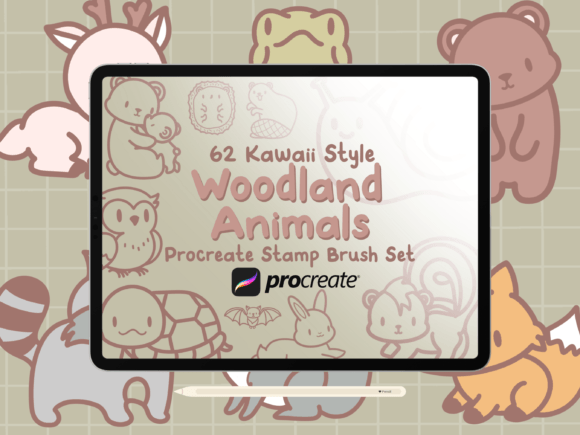 Download Woodland Animals Procreate Stamp Brushes - Procreate stamp Collection
