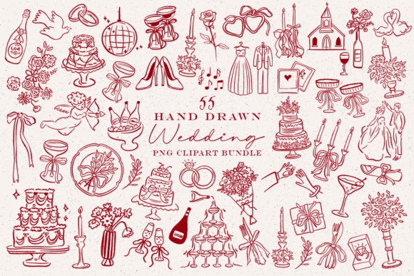 Download Hand Drawn Wedding PNG Clipart Bundle - Draw Collection