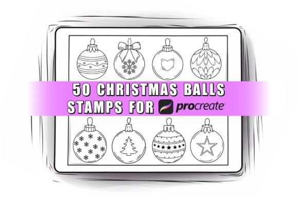 Download 50 Christmas Balls Procreate Stamps Brus - Procreate stamp Collection