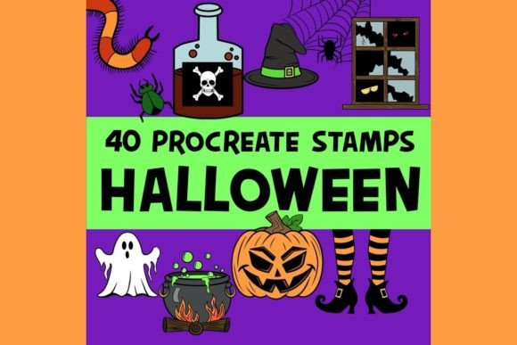 Download 40 Halloween Themed Procreate Stamps - Procreate stamp Collection