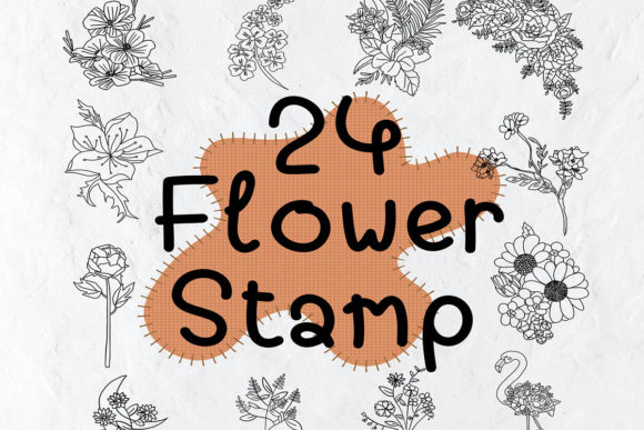 Download 24 Flower Stamp Procreate Stamps Doodle - Procreate stamp Collection