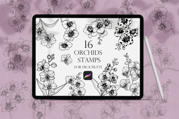 Download Orchid Flowers Procreate Stamp - Procreate stamp Collection