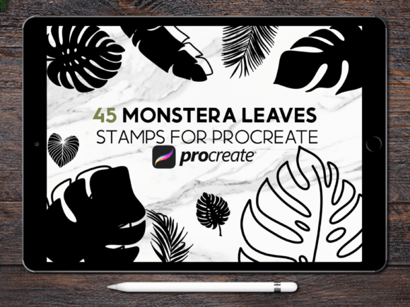 Download Monstera Leaf Procreate Stamp Brush Set - Procreate stamp Collection