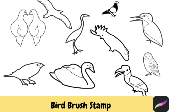 Download Bird Animal Hand Drawn Brush Stamps IPAD - Draw Collection