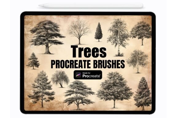 Download Forest Trees Procreate Stamps Brushes - Procreate stamp Collection