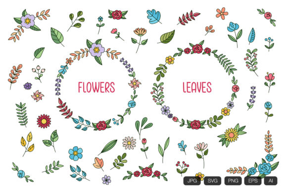 Download Flower &amp; Leaf Hand Drawn - Draw Collection