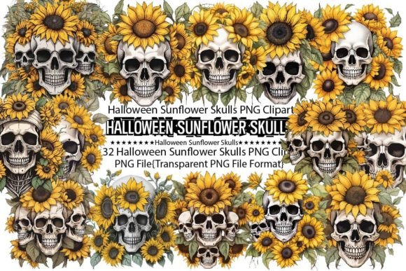 Download Halloween Sunflower Skulls Sublimation - Premium Resources