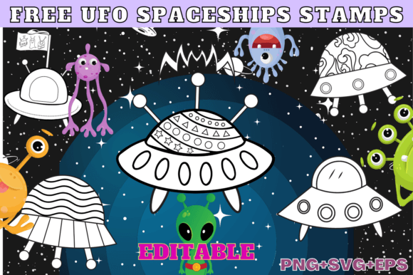 Download UFO Spaceships Black and White Drawing - Draw Collection