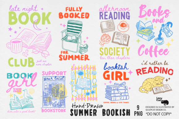 Download Summer Bookish Hand-Drawn PNG Bundle - Draw Collection