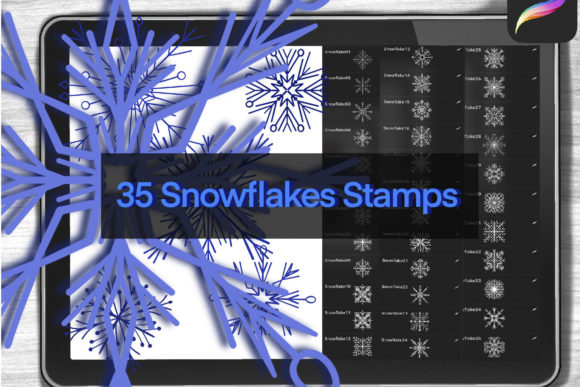 Download Snowflake Procreate Stamps - Procreate stamp Collection