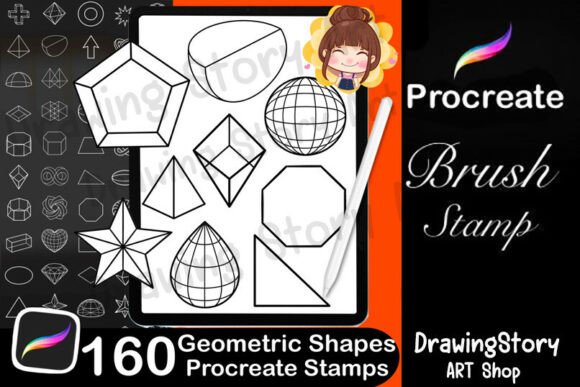 Download 160 Geometric Shapes Procreate Stamps - Procreate stamp Collection
