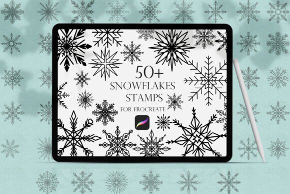 Download Snowflakes Procreate Stamps Bundle - Procreate stamp Collection