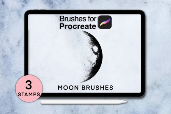 Download 3 Moon Procreate Stamps - Procreate stamp Collection