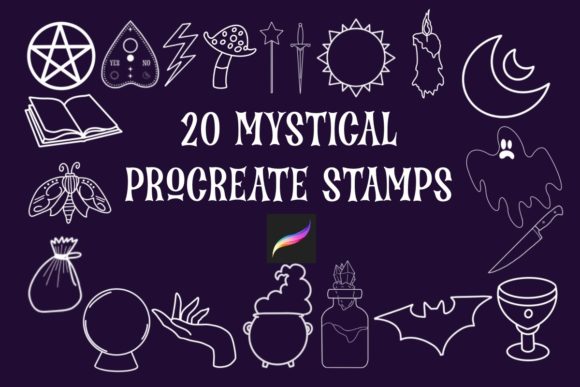 Download 20 Mystical Witchy Procreate Stamps - Procreate stamp Collection
