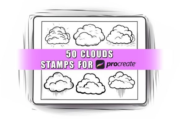 Download 50 Clouds Procreate Stamps Brushes - Procreate stamp Collection
