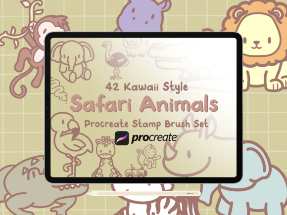 Download Safari Animal Procreate Stamp Brush Set - Procreate stamp Collection
