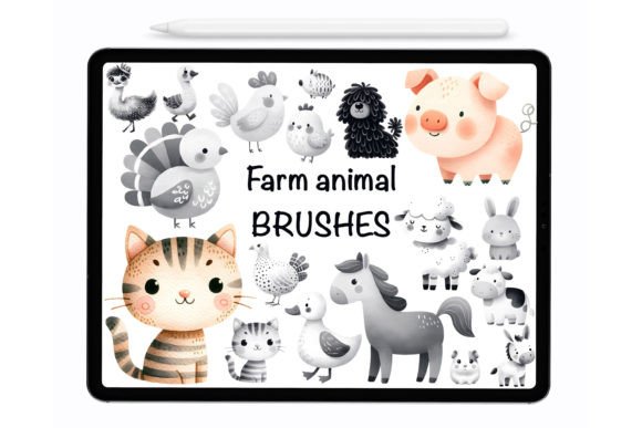 Download Farm Animals - Procreate Stamp Brushes - Procreate stamp Collection
