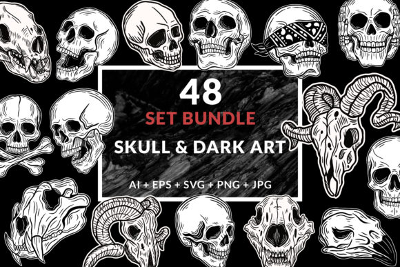 Download 48 Bundle Skull Dark Art Illustration - Skull dark art Collection