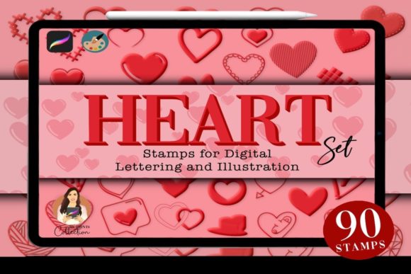 Download Hearts Procreate Stamps Pack - Procreate stamp Collection