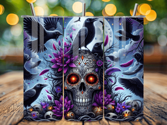 Download Raven and Skull Dark Art Tumbler Wrap - Skull dark art Collection