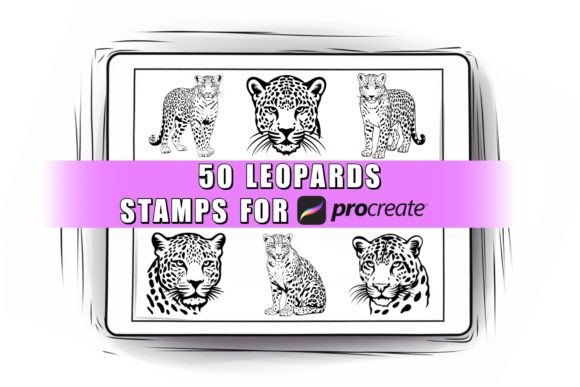 Download 50 Leopard Procreate Stamps Brush - Procreate stamp Collection