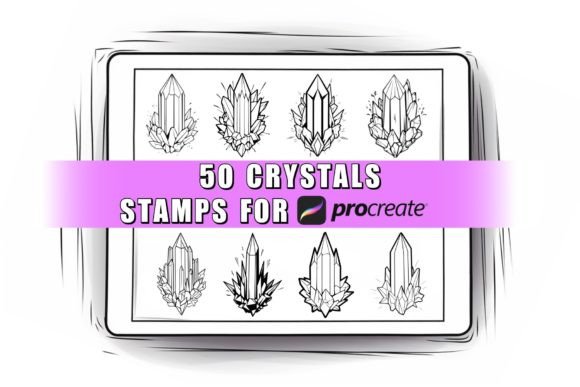 Download 50 Crystal Procreate Stamps Brushes - Procreate stamp Collection