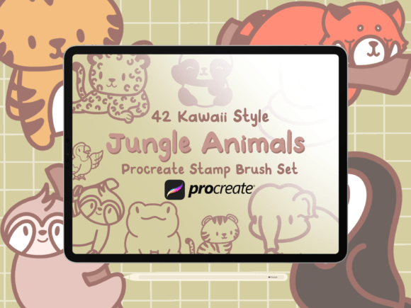Download Jungle Animals Procreate Stamp Brush Set - Procreate stamp Collection