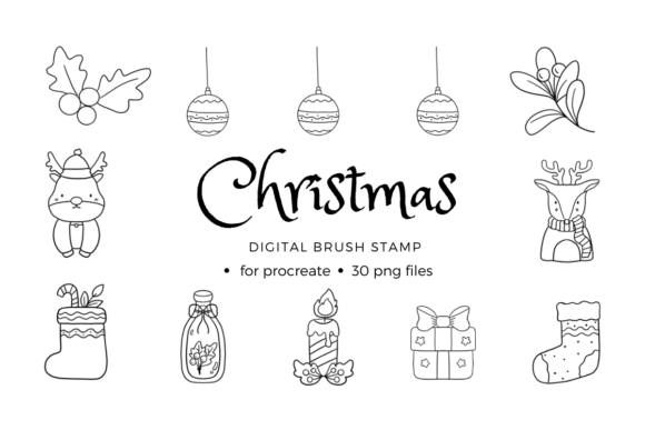 Download Christmas Procreate Stamps - Procreate stamp Collection