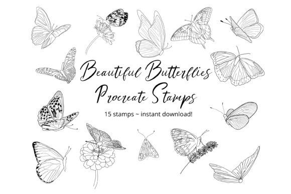 Download Butterflies Procreate Stamp Brushes - Procreate stamp Collection