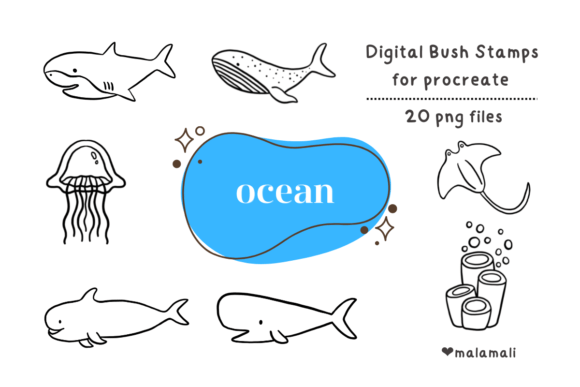 Download Ocean Procreate Stamps,Clip Art - Procreate stamp Collection