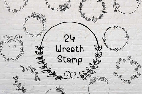 Download 24 Wreath Flower Stamp Procreate Stamps - Procreate stamp Collection