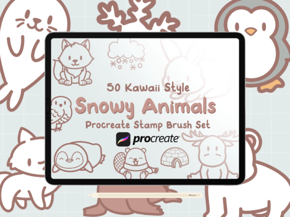Download Snow Animals Procreate Stamp Brushes - Procreate stamp Collection